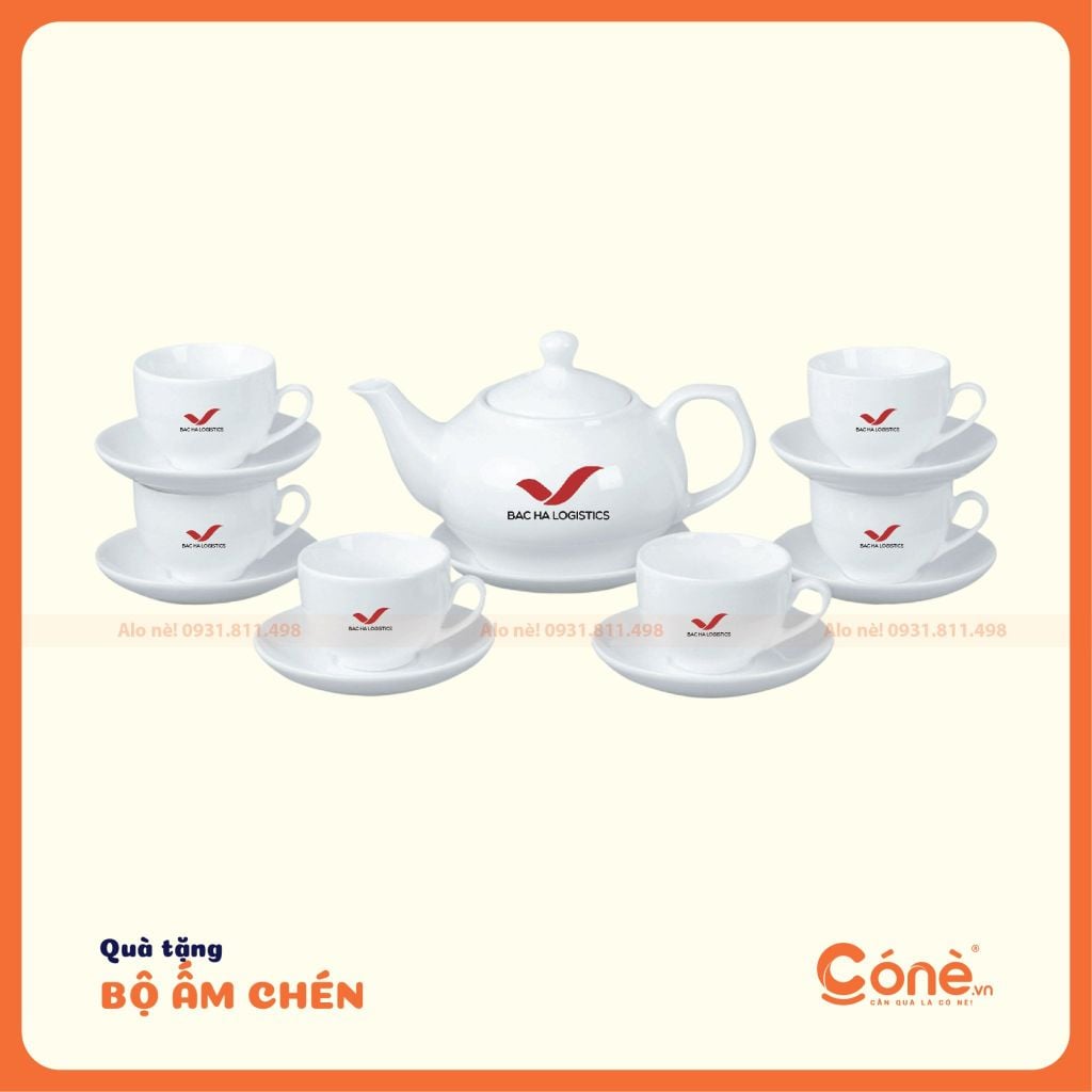 bộ ấm chén in logo