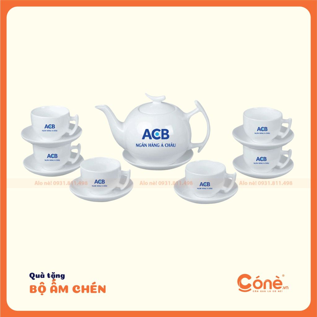 [BAC005] Bộ Ấm Chén Tri Ân | Bộ Ấm Chén Sứ Trắng