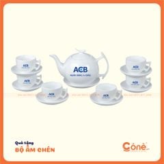 [BAC005] Bộ Ấm Chén Tri Ân | Bộ Ấm Chén Sứ Trắng