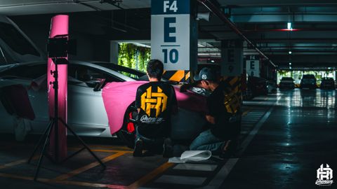 Chiếc Lamborghini Aventador dán decal màu hồng siêu đẹp tại Tp. HCM