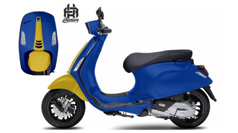 Demo Xe Vespa Sprint Xanh Vàng