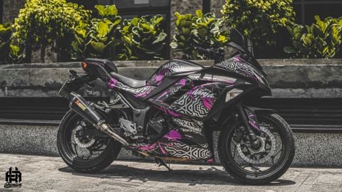 Kawasaki Ninja 400 wrap decal họa tiết tím cực đẹp