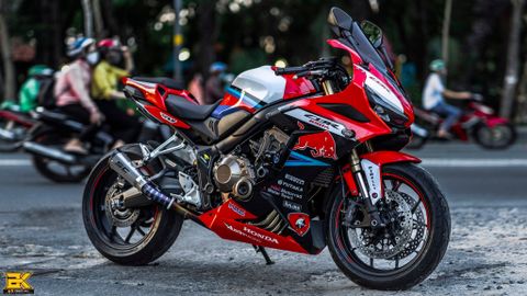 tem xe honda cbr 650r đỏ trắng xanh