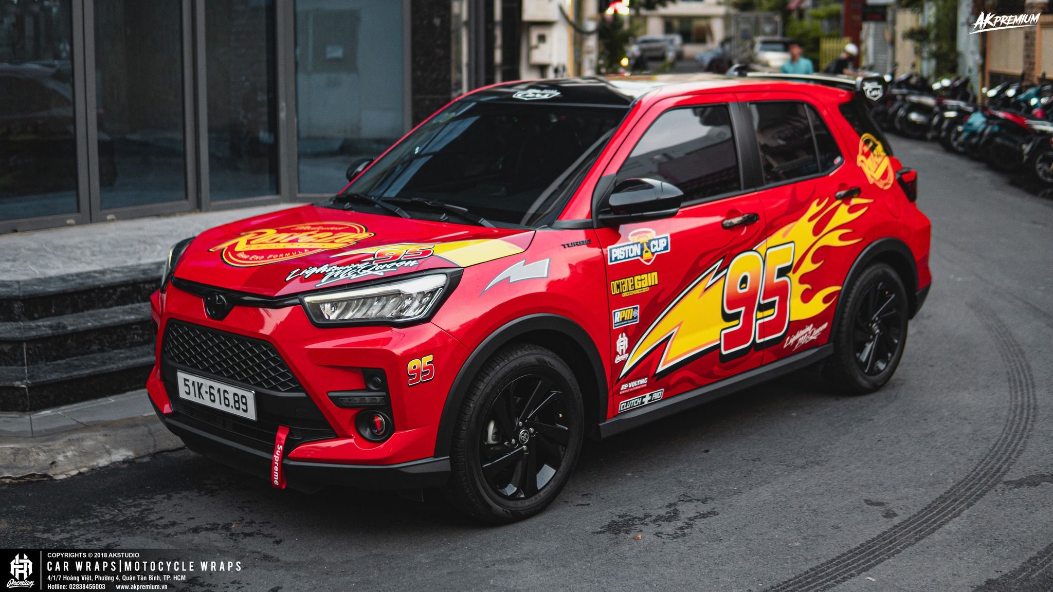  Tem Xe Toyota Raize 001 - Dán Tem Thể Thao Style 95 Cực Cháy Lightning McQueen 