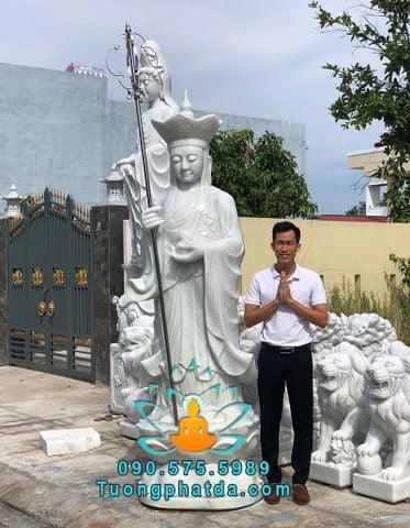 Bán Tượng Địa Tạng Đá Nguyên Khối Để Nghĩa Trang