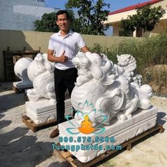 Bán Tượng Tỳ Hưu Đá Trắng Phong Thủy Đẹp Tại Nghệ An