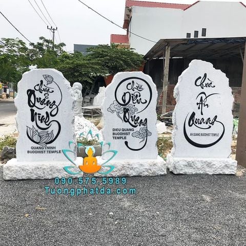 Bảng Hiệu Bằng Đá Cẩm Thạch Tự Nhiên Cho Các Chùa, Thiền Viện