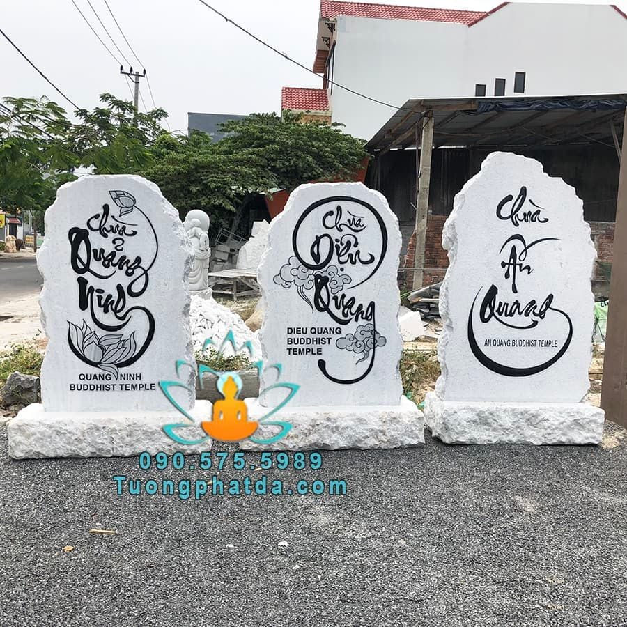 Bảng Hiệu Bằng Đá Cẩm Thạch Tự Nhiên Cho Các Chùa, Thiền Viện
