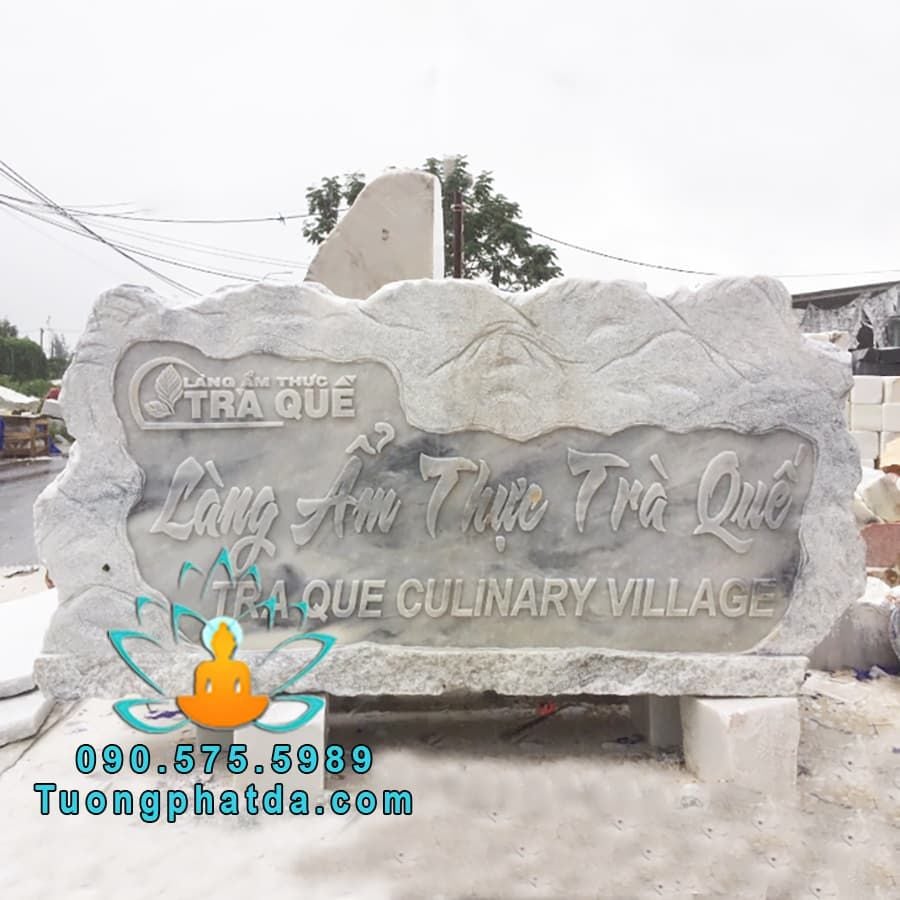 Bảng Hiệu Đá Cẩm Thạch Xám Đẹp Nguyên Khối