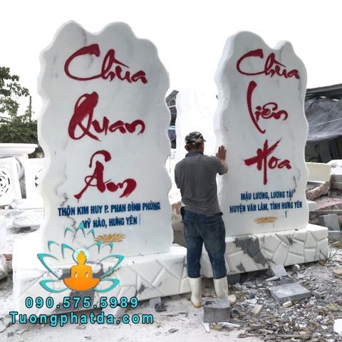 Bảng Hiệu Đá Chùa Quan Âm Nguyên Khối Đẹp