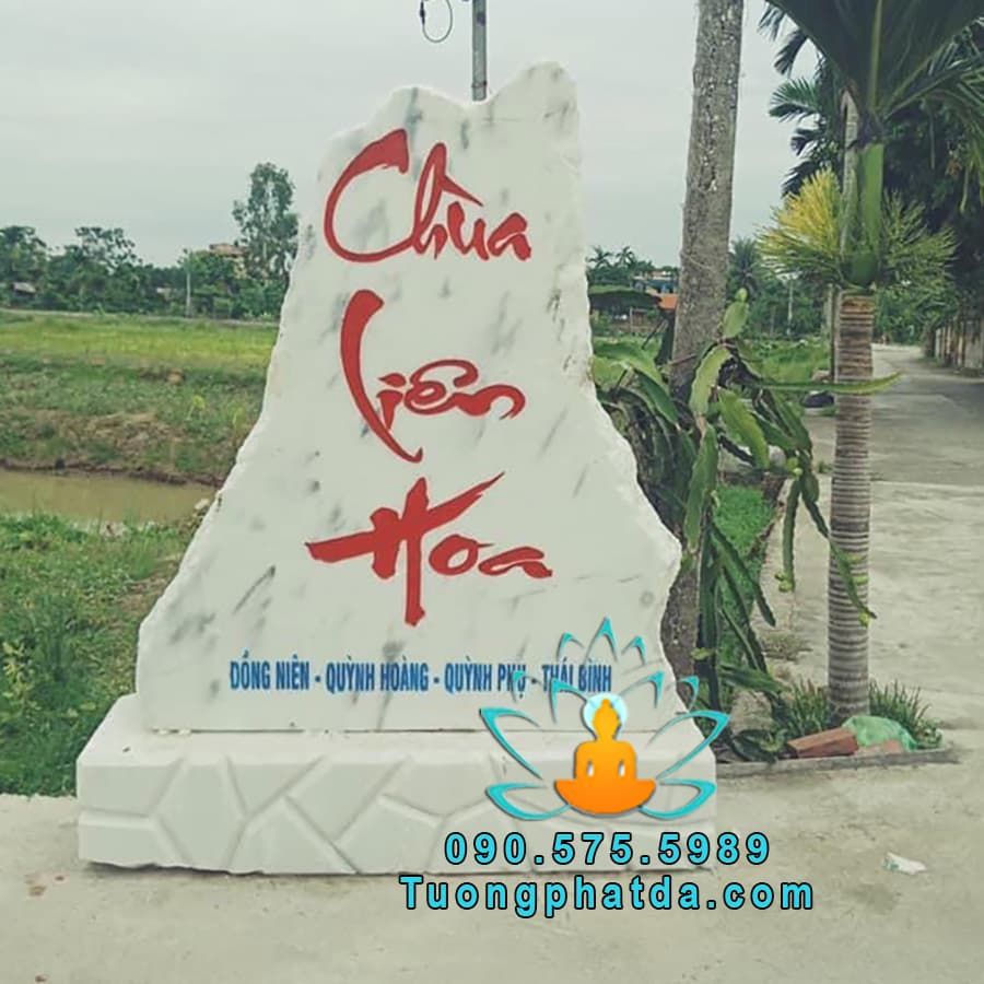 Bảng Hiệu Đá Trắng Đẹp Cho Chùa Liên Hoa