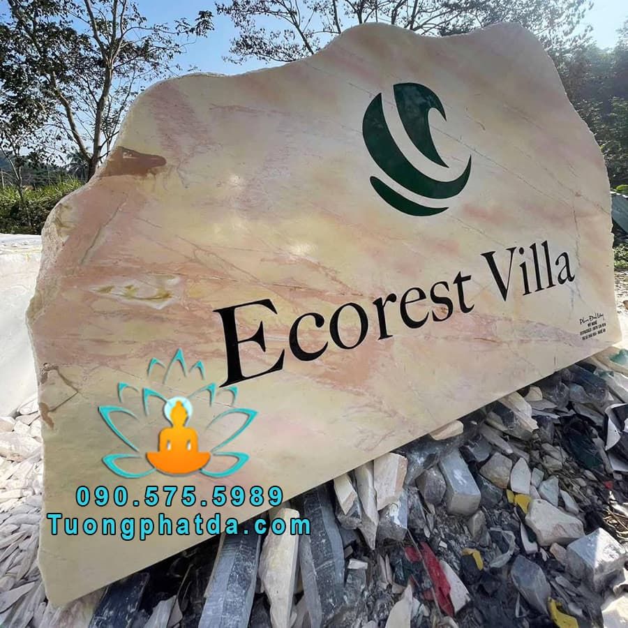Bảng Hiệu Đá Vàng Nguyên Khối Cho Ecorest Villa