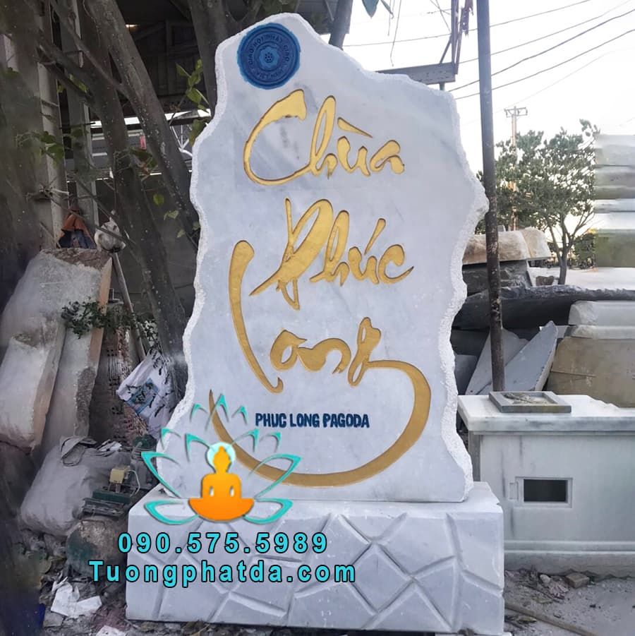 Bảng Hiệu Đá Xám Đẹp Cho Chùa Phúc Long