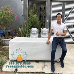 Bán Bồn Tắm Đá Trắng Hình Chữ Nhật Đẹp Nguyên Khối