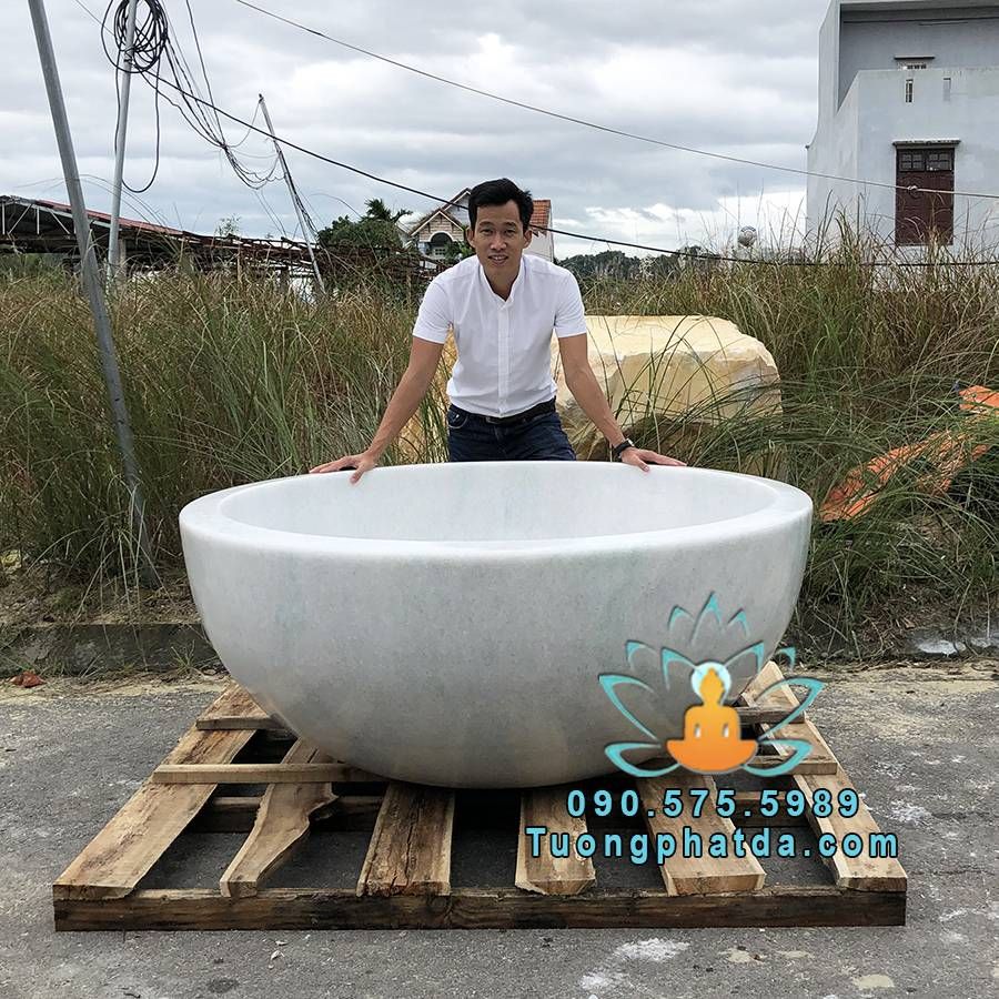 Bán Bồn Tắm Tròn Đá Cẩm Thạch Nguyên Khối Đẹp Tại Song Toàn