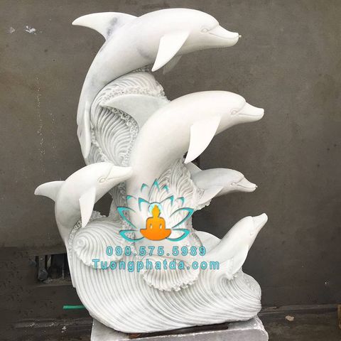 Tượng Cá Heo Đá Phun Nước Sân Vườn