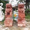 Cặp Kỳ Lân Đá Cẩm Thạch Đỏ Đẹp Đà Nẵng