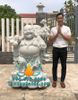 Chế Tác Tượng Di Lặc Gánh Đào Bằng Đá Cẩm Thạch Trắng Đẹp