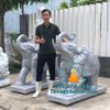 Chế Tác Tượng Voi Chiến Đá Cẩm Thạch Xám Nguyên Khối Đẹp