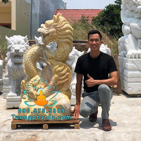 Cung Cấp Tượng Rồng Đá Vàng Phong Thủy Đẹp Nhất
