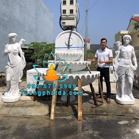 Bộ Đài Phun Nước Áp Tượng Đá Phong Thủy Đẹp Nhất Hiện Nay