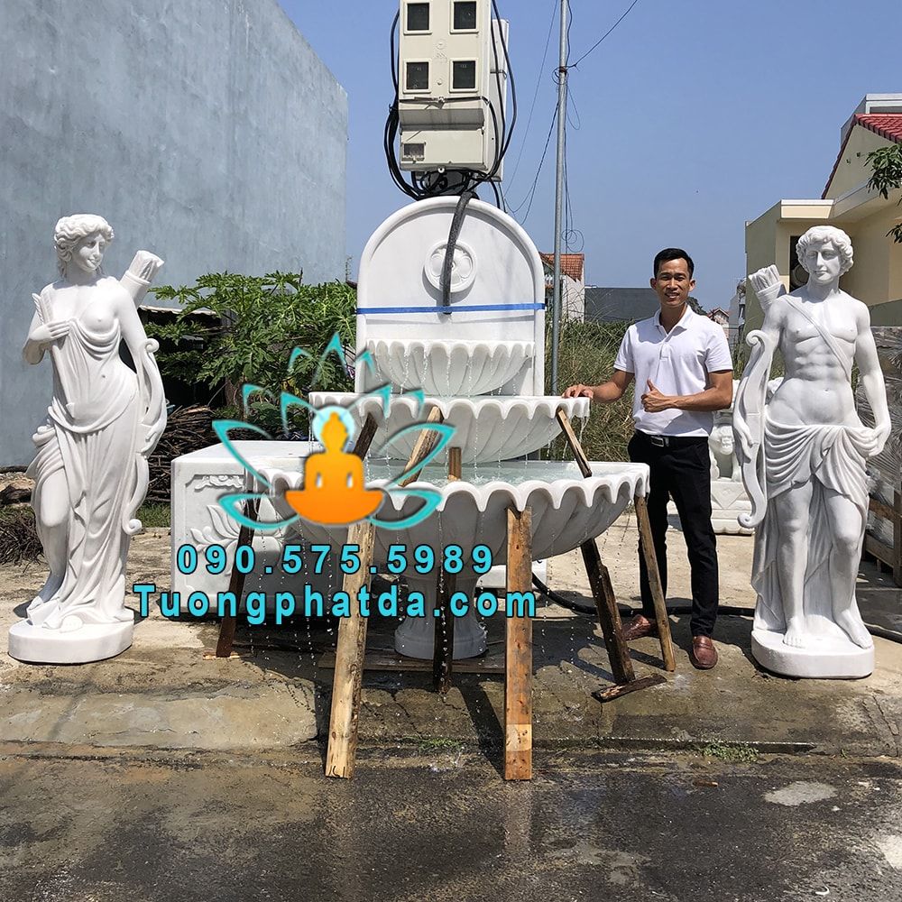 Bộ Đài Phun Nước Áp Tượng Đá Phong Thủy Đẹp Nhất Hiện Nay