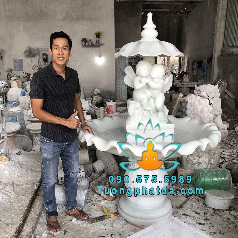 Bộ Đài Phun Nước Thiên Thần Đá Phong Thủy Đẹp Nhất Tại Nghệ An