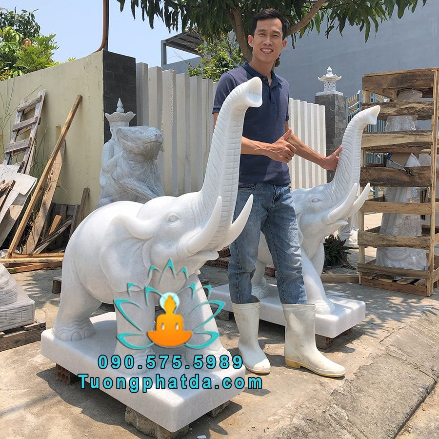 Điêu Khắc Tượng Voi Đá Phong Thủy Trấn Cổng Nhà - Công Ty