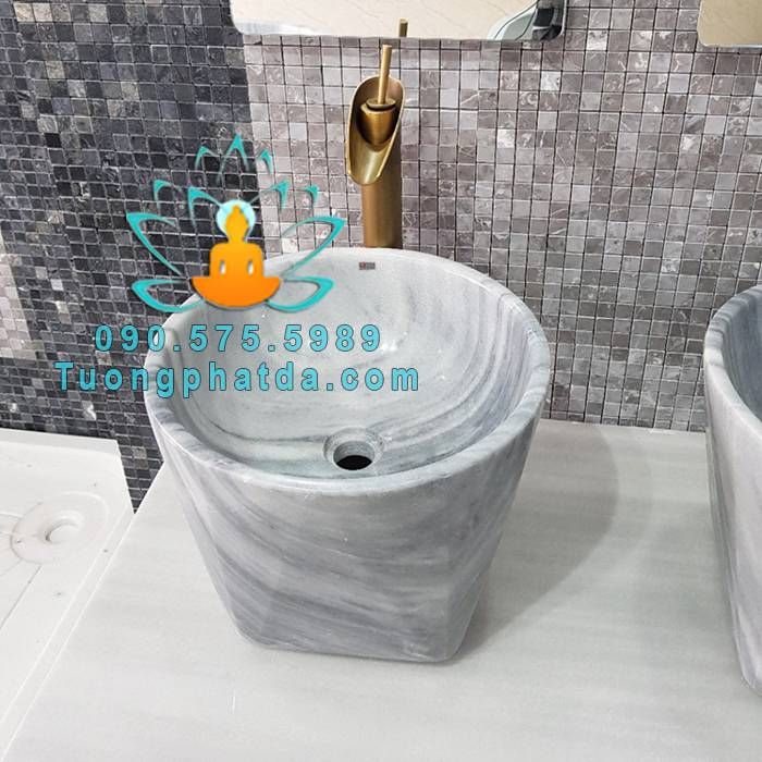 Lavabo Đá Xám Tự Nhiên Nguyên Khối