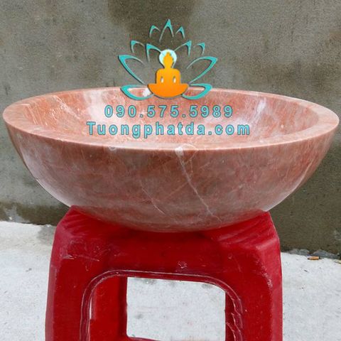 Lavabo Tròn Đá Đỏ Nguyên Khối