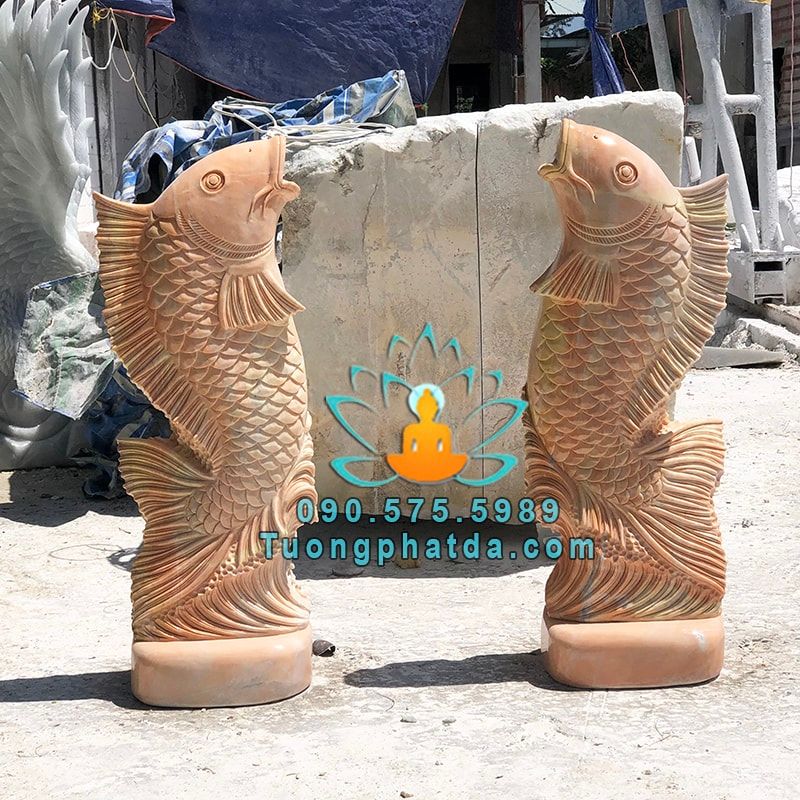Mẫu Tượng Cá Chép Đá Cẩm Thạch Vàng Đẹp Đà Nẵng