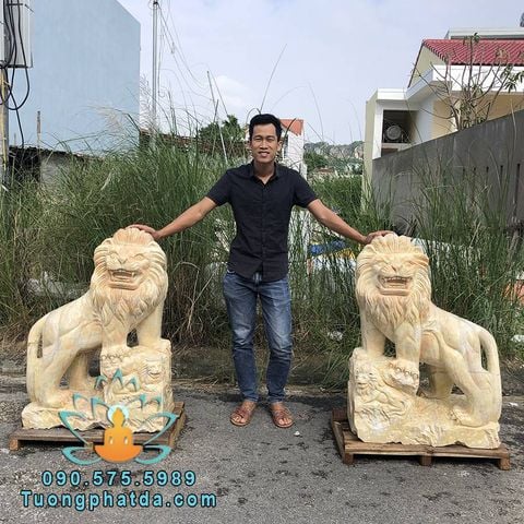 Mẫu Tượng Sư Tử Đá Cẩm Thạch Vàng Đẹp Nhất Hiện Nay