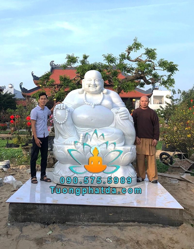 Mẫu Tượng Di Lặc Bằng Đá Cẩm Thạch Trắng Đẹp Cao 2m3