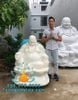 Mẫu Tượng Di Lặc Tọa Sen Đá Trắng Đẹp Cao 1m