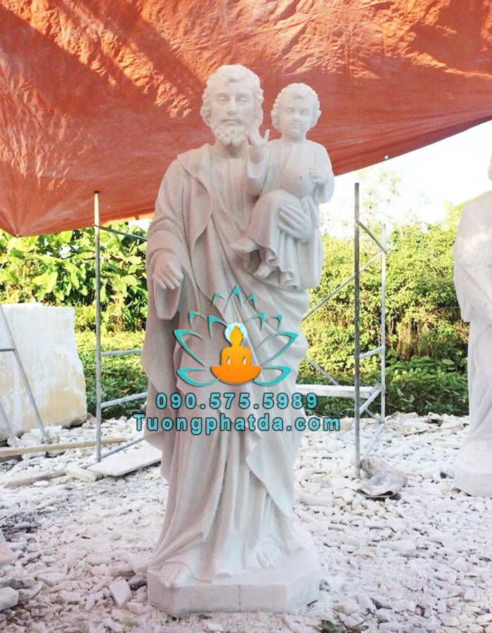 Tượng Thánh Cả Giuse Đá Tự Nhiên Nguyên Khối