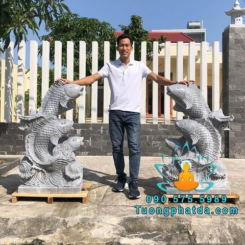 Điêu Khắc Tượng Cá Chép Đá Phong Thủy Phun Nước Đẹp Tại Hà Nội