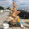 Tượng Cá Chép Hóa Rồng Đá Cẩm Thạch Vàng Phun Nước
