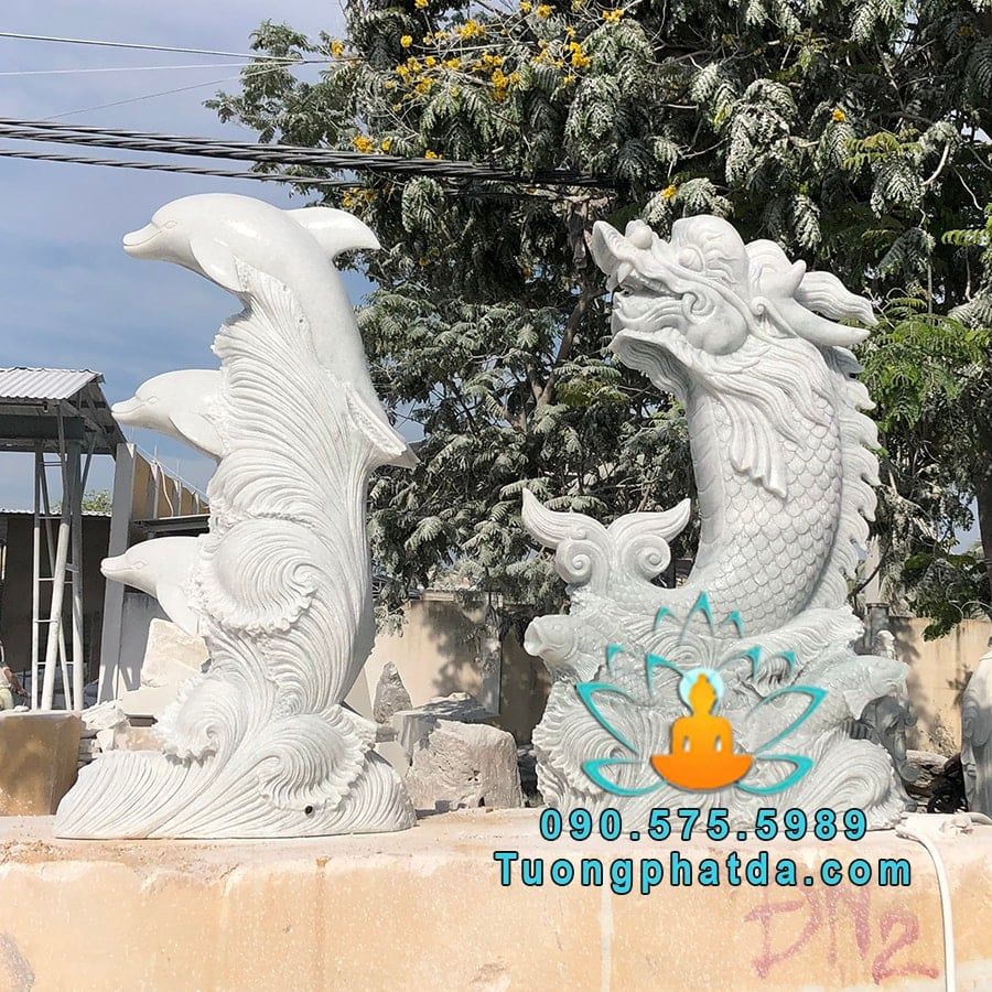 Tượng Cá Chép Hóa Rồng Đá Phong Thủy Phun Nước Đẹp Tại Nam Định