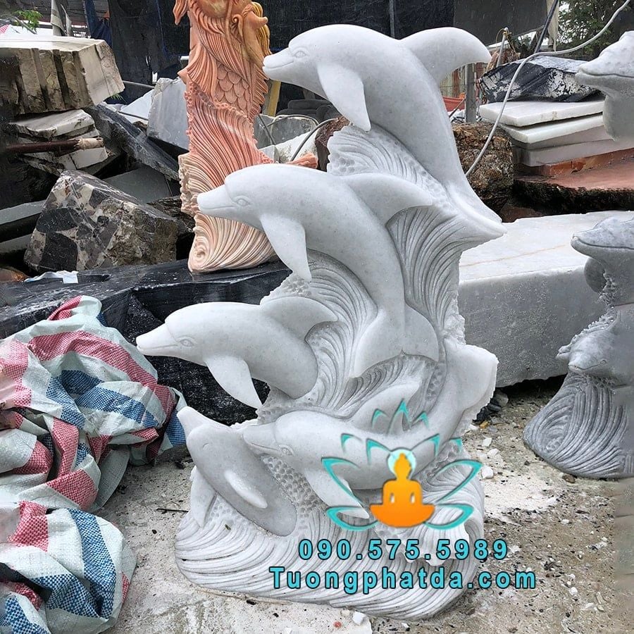 Tượng Cá Heo Bằng Đá Cẩm Thạch Nguyên Khối Đẹp