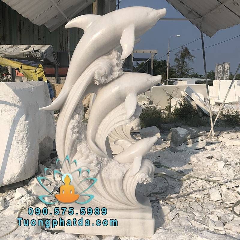 Tượng Cá Heo Phun Nước Đá Trắng Đẹp Tại Thanh Hóa