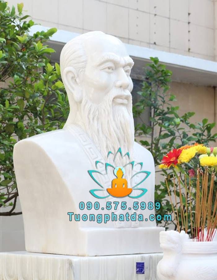 Tượng Hải Thượng Lãn Ông Bán Thân Bằng Đá Trắng Đẹp