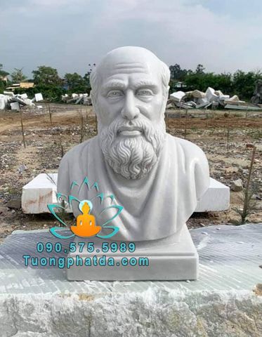 Tượng Chân Dung Nhà Y Học Hippocrates Đá Cẩm Thạch Trắng Đẹp