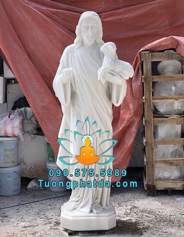 Tượng Chúa Chiên Lành Bằng Đá Trắng Đẹp Đà Nẵng