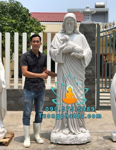 Bán Tượng Chúa Chiên Lành Bằng Đá Trắng Đẹp Tại Song Toàn