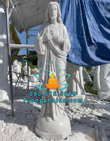 Tượng Chúa Thánh Tâm Đá Cẩm Thạch Trắng Đẹp Nhất