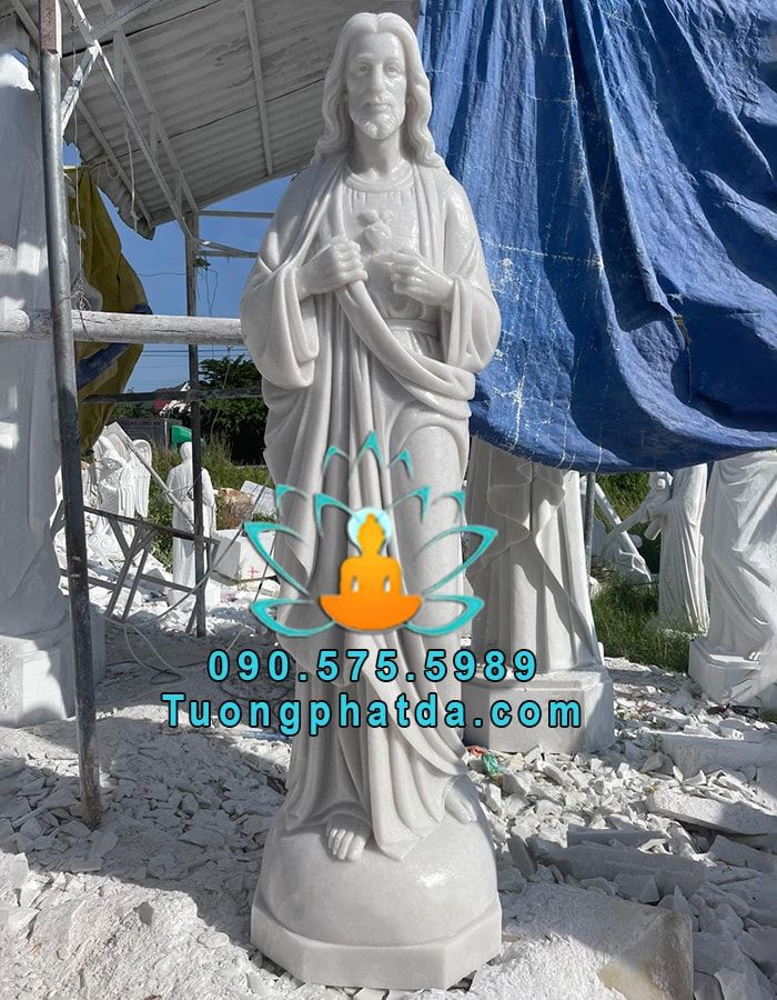 Tượng Chúa Thánh Tâm Đá Cẩm Thạch Trắng Đẹp Nhất