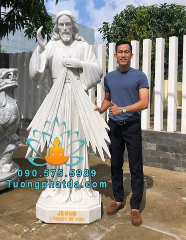 Bán Tượng Chúa Thương Xót Đá Trắng Đẹp Cao 2m