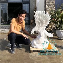 Điêu Khắc Tượng Đại Bàng Phong Thủy Đá Cẩm Thạch Trắng Đẹp Cao 80cm