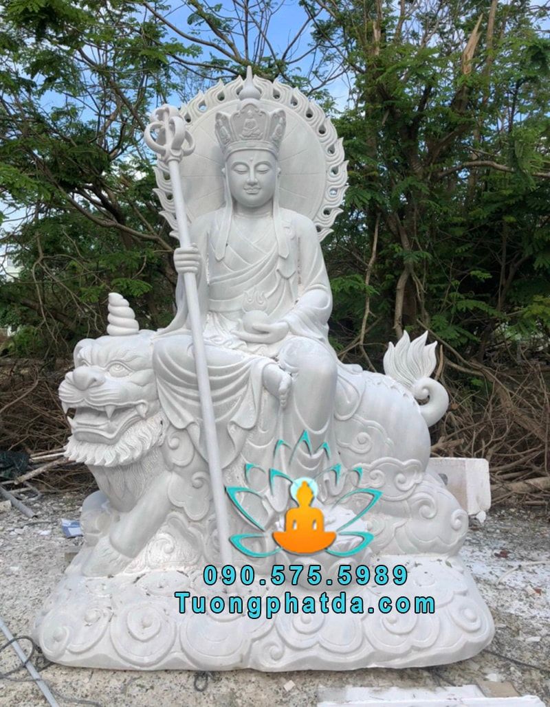 Tượng Địa Tạng Cưỡi Đề Thính Bằng Đá Đẹp Tại Hà Nội
