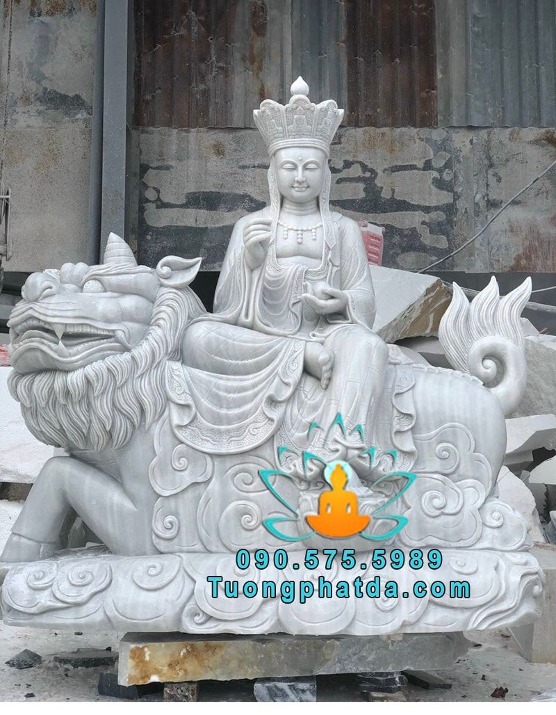Tượng Địa Tạng Cưỡi Đề Thính Bằng Đá Non Nước Đẹp